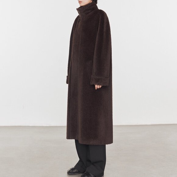 CHICJOC Vintage-Style Convertible Collar Alpaca Wool Coat – Size 36 – Rare Suri - Picture 5 of 16